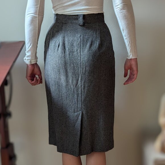 Dior Wool Tweed Skirt Brown Pencil Midi Straight Skirt Size 10 - Picture 6 of 16